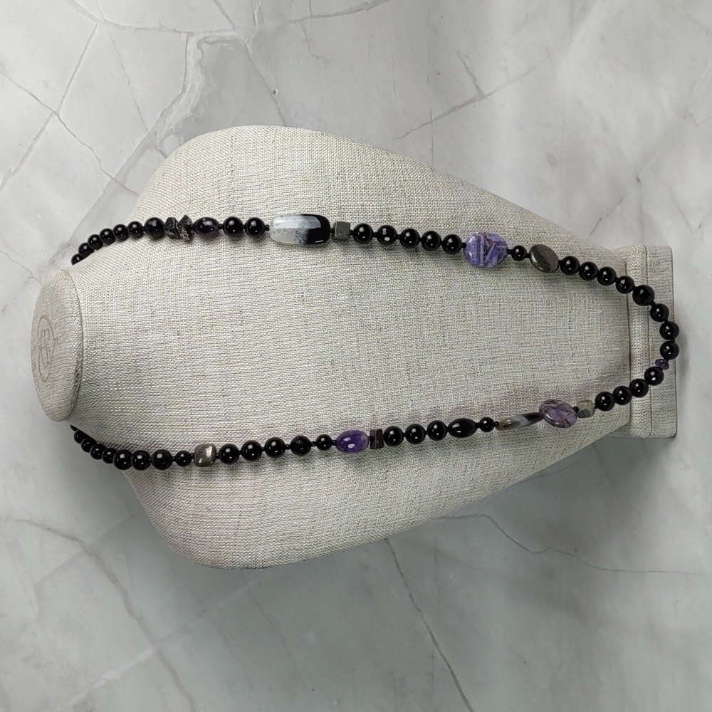 Black Onyx/Amethyst/Agate Necklace